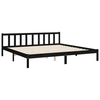 vidaXL Bedframe met hoofdbord massief hout zwart 200x200 cm