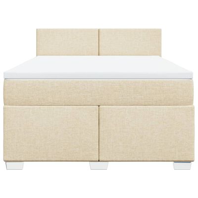 vidaXL Boxspring met matras stof crèmekleurig 160x200 cm