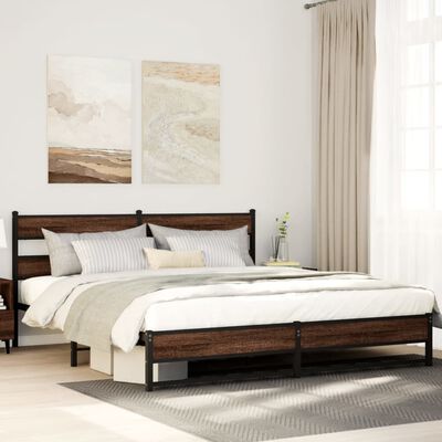 vidaXL Bedframe zonder matras metaal bruin eikenkleur 183x213 cm