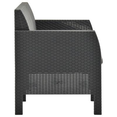 vidaXL 3-delige Loungeset met kussens PP rattan antracietkleurig