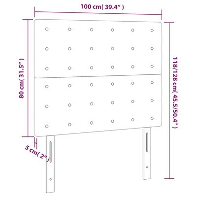 vidaXL Hoofdbord LED 100x5x118/128 cm kunstleer crèmekleurig