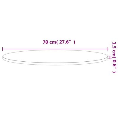 vidaXL Tafelblad rond Ø70x1,5 cm massief beukenhout