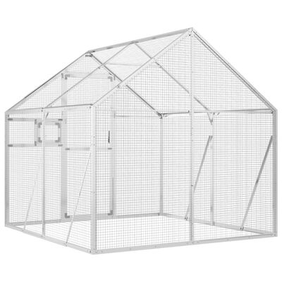 vidaXL Volière 1,79x2x1,85 m aluminium zilverkleurig