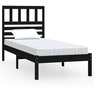 vidaXL Bedframe massief grenenhout zwart 90x190 cm