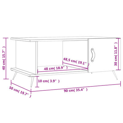 vidaXL Salontafel 90x50x40 cm bewerkt hout hoogglans wit