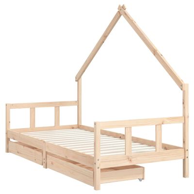 vidaXL Kinderbedframe met lades 90x190 cm massief grenenhout