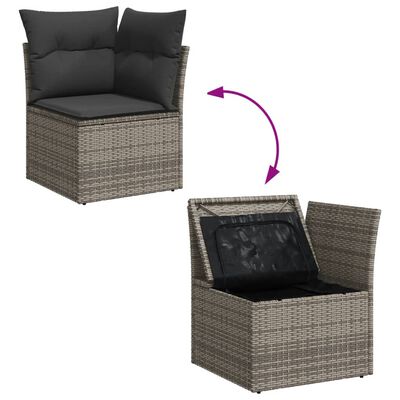 vidaXL 11-delige Loungeset met kussens poly rattan grijs