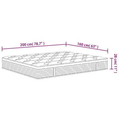 vidaXL Pocketveringmatras middelhard-plus 160x200 cm Super King Size