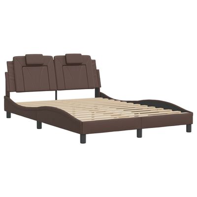 vidaXL Bedframe met hoofdbord kunstleer bruin 140x190 cm