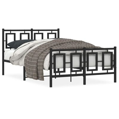 vidaXL Bedframe met hoofd- en voeteneinde metaal zwart 120x200 cm