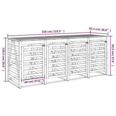 vidaXL Containerberging viervoudig massief grenenhout zwart
