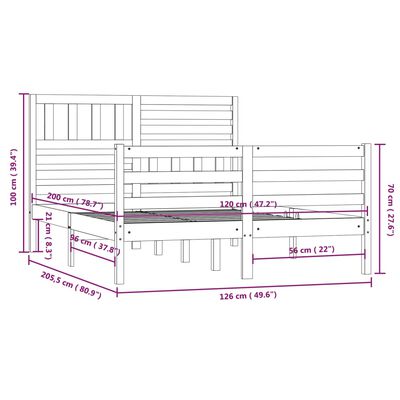 vidaXL Bedframe zonder matras massief hout 120x200 cm