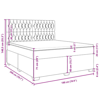 vidaXL Boxspring met matras fluweel lichtgrijs 180x200 cm