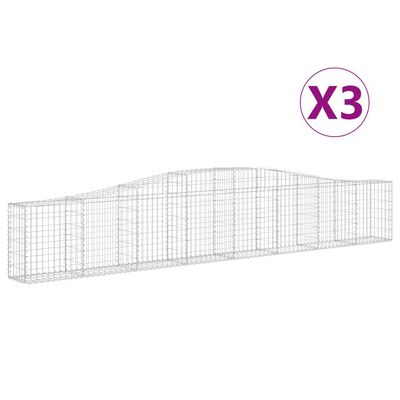 vidaXL Schanskorven 3 st gewelfd 400x30x60/80 cm ijzer