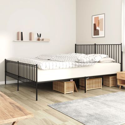 vidaXL Bedframe met hoofd- en voeteneinde metaal zwart 183x213 cm