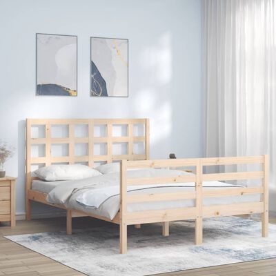 vidaXL Bedframe met hoofdbord massief hout 140x190 cm