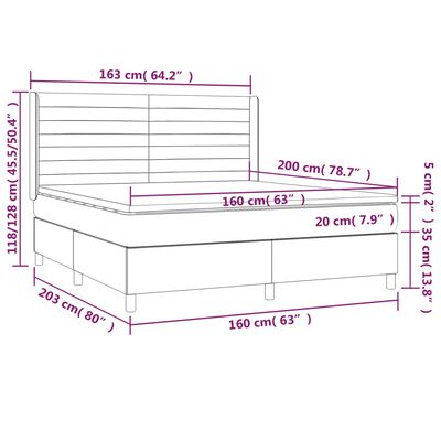 vidaXL Boxspring met matras en LED stof crèmekleurig 160x200 cm