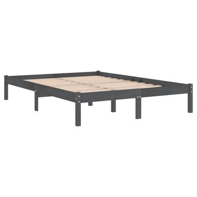 vidaXL Bedframe massief hout grijs 135x190 cm