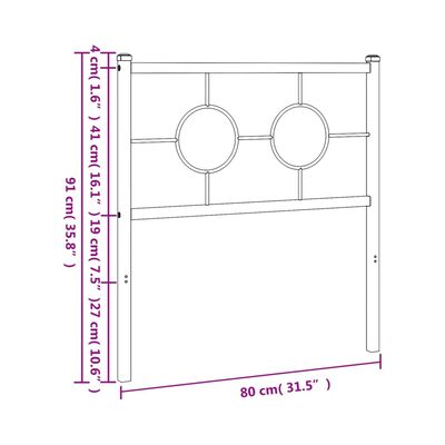 vidaXL Hoofdbord 75 cm metaal wit