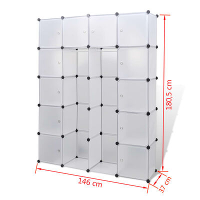 vidaXL Modulaire kast met 14 compartimenten wit 37 x 146 x 180,5 cm