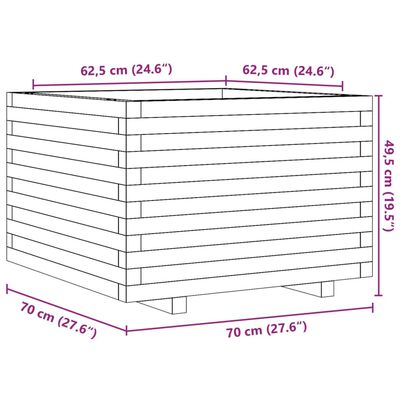 vidaXL Plantenbak 70x70x49,5 cm massief grenenhout