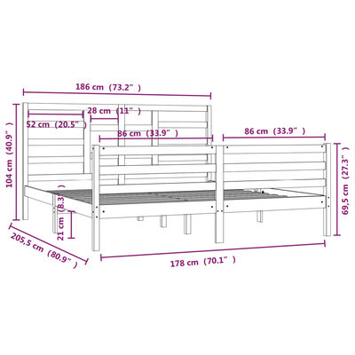 vidaXL Bedframe zonder matras massief hout 180x200 cm