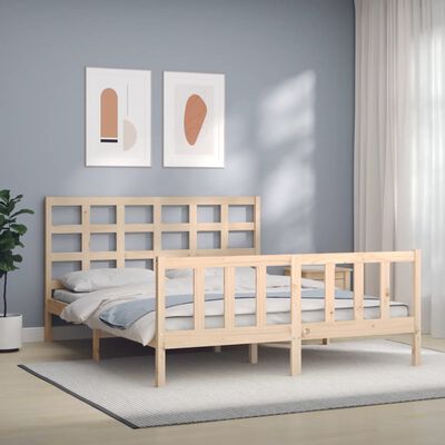 vidaXL Bedframe met hoofdbord massief hout