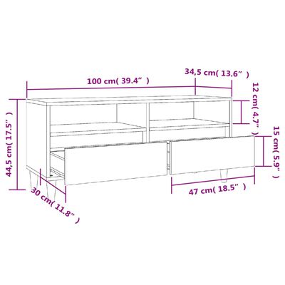 vidaXL Tv-meubel 100x34,5x44,5 cm bewerkt hout gerookt eikenkleurig