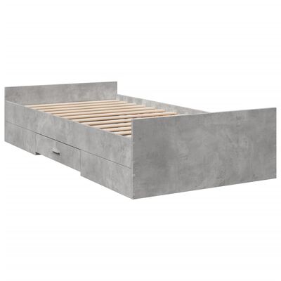 vidaXL Bedframe met lades bewerkt hout betongrijs 75x190 cm