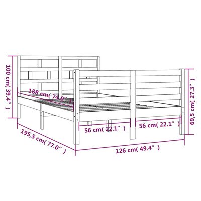 vidaXL Bedframe massief hout wit 120x190 cm