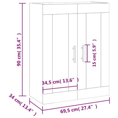 vidaXL Hangkast 69,5x34x90 cm betongrijs