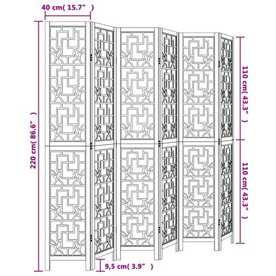 vidaXL Kamerscherm met 6 panelen massief paulowniahout bruin