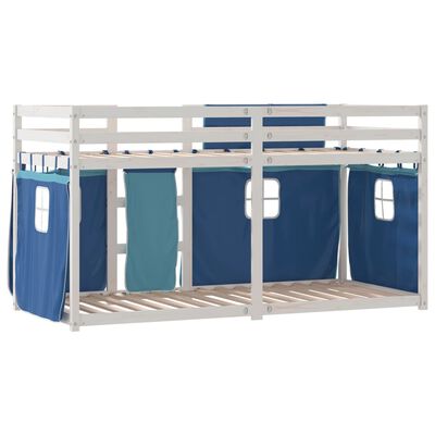 vidaXL Stapelbed met gordijnen 80x200 cm massief grenenhout blauw