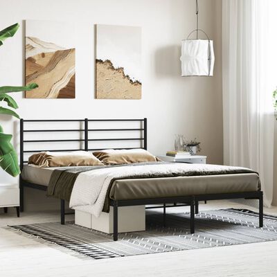 vidaXL Bedframe met hoofdbord metaal zwart 160x200 cm