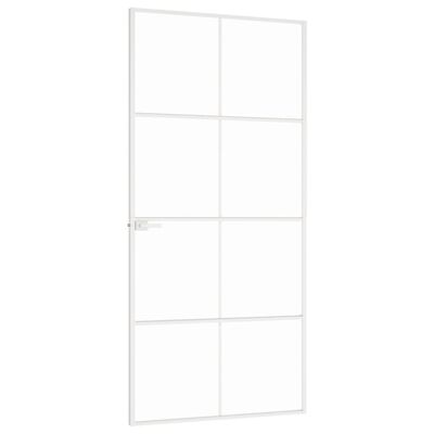 vidaXL Binnendeur 93x201,5 cm gehard glas en aluminium smal wit