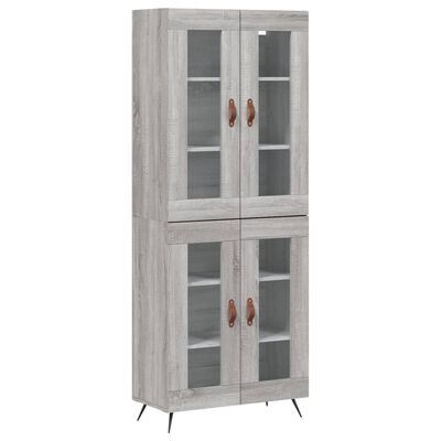 vidaXL Hoge kast 69,5x34x180 cm bewerkt hout grijs sonoma eikenkleurig