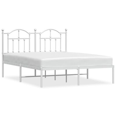 vidaXL Bedframe met hoofdbord metaal wit 135x190 cm