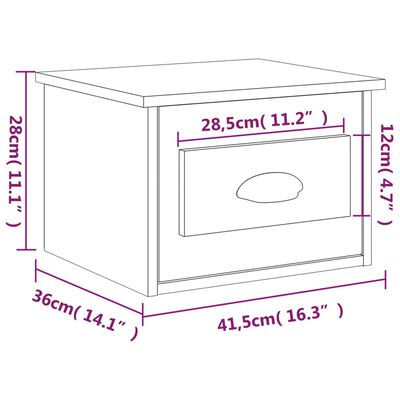 vidaXL Nachtkastje wandgemonteerd 41,5x36x28 cm gerookt eikenkleurig