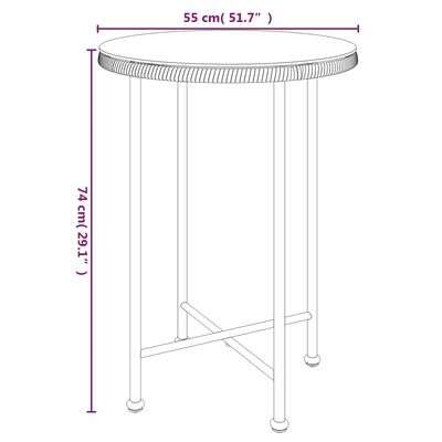 vidaXL Eettafel Ø55 cm gehard glas en staal zwart