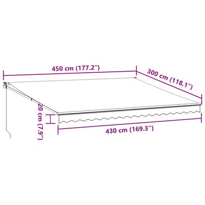 vidaXL Luifel handmatig uittrekbaar 450x300 cm bruin