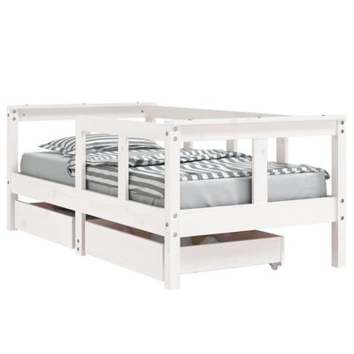 vidaXL Kinderbedframe met lades 70x140 cm massief grenenhout wit