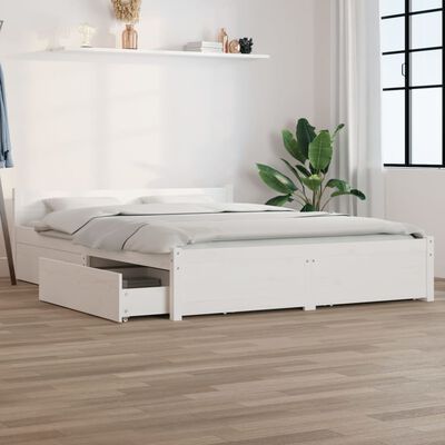 vidaXL Bedframe met lades wit 120x200 cm