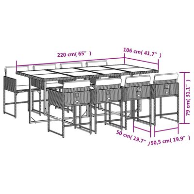 vidaXL 9-delige Tuinset poly rattan zwart