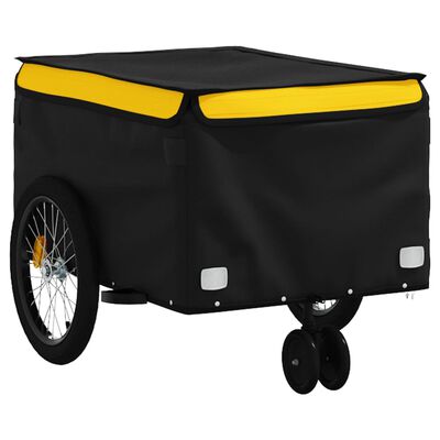 vidaXL Fietstrailer 30 kg ijzer zwart en geel