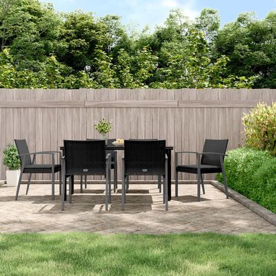 vidaXL 7-delige Tuinset met kussens poly rattan en staal