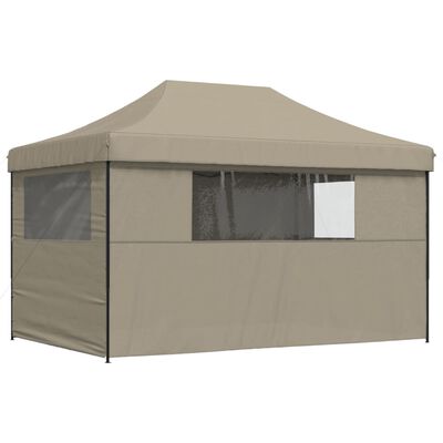 vidaXL Partytent inklapbaar pop-up met 4 zijwanden taupe