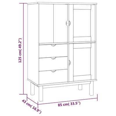 vidaXL Hoge kast OTTA 85x43x125 cm massief grenenhout