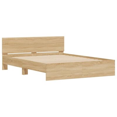 vidaXL Bedframe met hoofdeinde sonoma eikenkleurig 140x200 cm