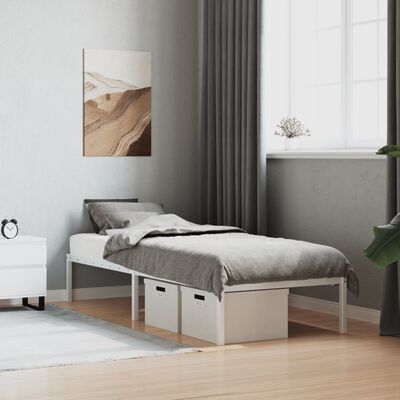 vidaXL Bedframe metaal wit 75 x 190 cm