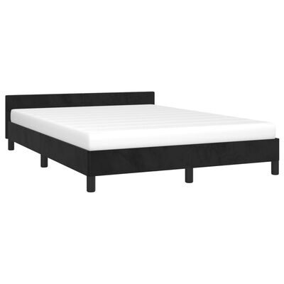 vidaXL Bedframe met hoofdeinde fluweel zwart 140x200 cm